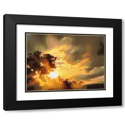 Sunset behind the Tree Black Modern Wood Framed Art Print with Double Matting by Medeiros, Celito