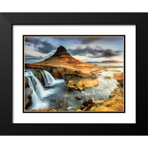 Famous Hill on Iceland Black Modern Wood Framed Art Print with Double Matting by Medeiros, Celito