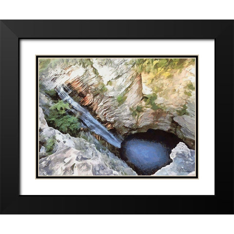 Deep Watterfall Black Modern Wood Framed Art Print with Double Matting by Medeiros, Celito
