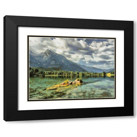Lake in Canada Black Modern Wood Framed Art Print with Double Matting by Medeiros, Celito
