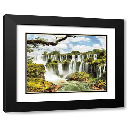 Iguazu Watterfalls Black Modern Wood Framed Art Print with Double Matting by Medeiros, Celito