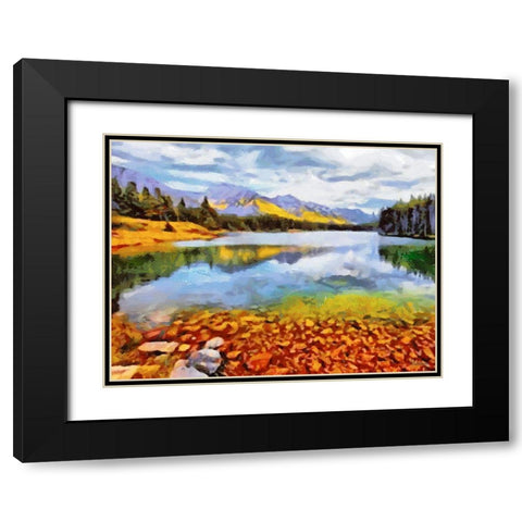 Autumn Lake Horizontal Black Modern Wood Framed Art Print with Double Matting by Medeiros, Celito