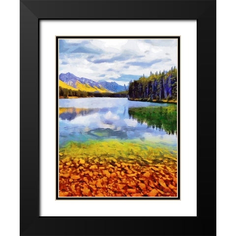 Autumn Lake Vertical Black Modern Wood Framed Art Print with Double Matting by Medeiros, Celito