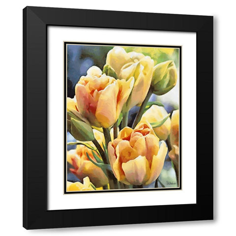 Just Tulips I Black Modern Wood Framed Art Print with Double Matting by Medeiros, Celito