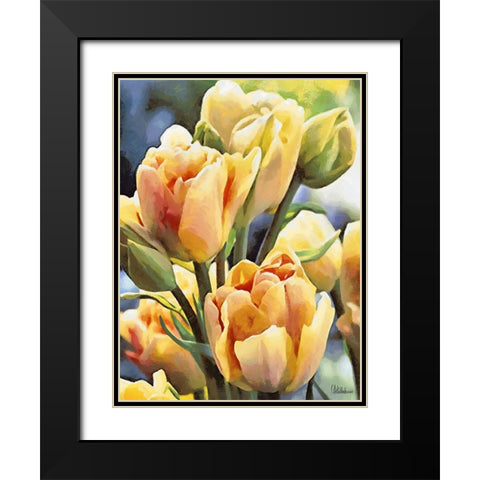 Just Tulips I Black Modern Wood Framed Art Print with Double Matting by Medeiros, Celito