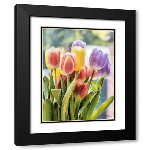 Just Tulips III Black Modern Wood Framed Art Print with Double Matting by Medeiros, Celito