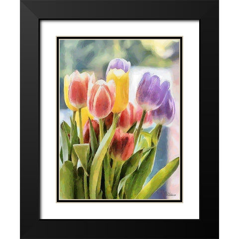 Just Tulips III Black Modern Wood Framed Art Print with Double Matting by Medeiros, Celito