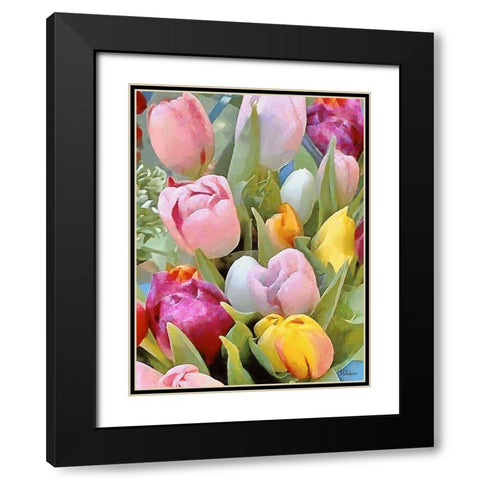 Just Tulips IV Black Modern Wood Framed Art Print with Double Matting by Medeiros, Celito