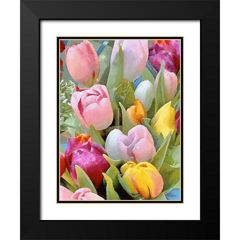 Just Tulips IV Black Modern Wood Framed Art Print with Double Matting by Medeiros, Celito