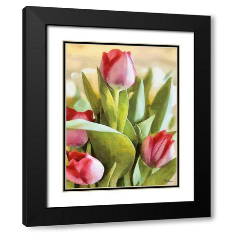 Just Tulips V Black Modern Wood Framed Art Print with Double Matting by Medeiros, Celito