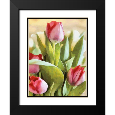 Just Tulips V Black Modern Wood Framed Art Print with Double Matting by Medeiros, Celito