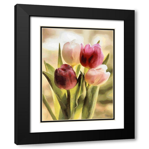 Just Tulips VI Black Modern Wood Framed Art Print with Double Matting by Medeiros, Celito