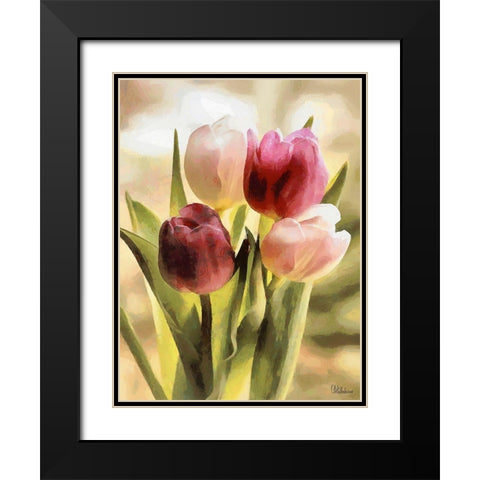 Just Tulips VI Black Modern Wood Framed Art Print with Double Matting by Medeiros, Celito