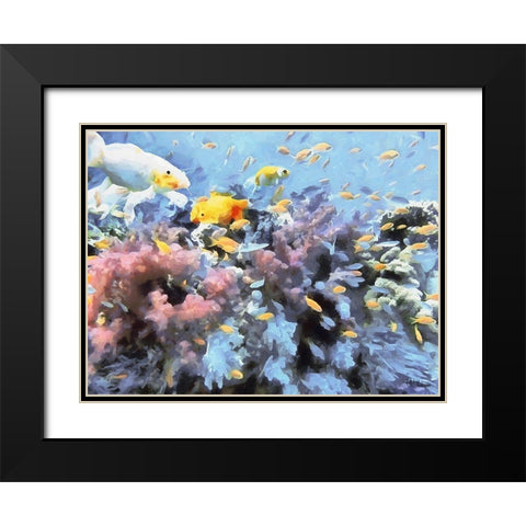 Fishes in Tropical Sea III Black Modern Wood Framed Art Print with Double Matting by Medeiros, Celito