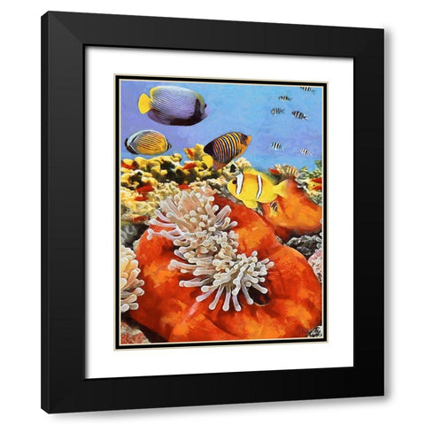 Fishes in Tropical Sea IV Black Modern Wood Framed Art Print with Double Matting by Medeiros, Celito