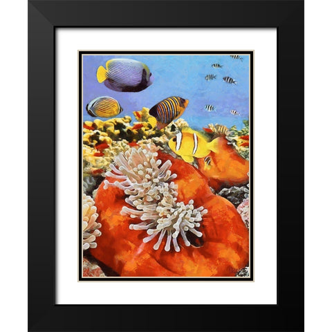 Fishes in Tropical Sea IV Black Modern Wood Framed Art Print with Double Matting by Medeiros, Celito