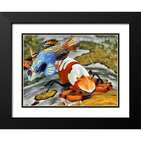 Fishes in Tropical Sea V Black Modern Wood Framed Art Print with Double Matting by Medeiros, Celito