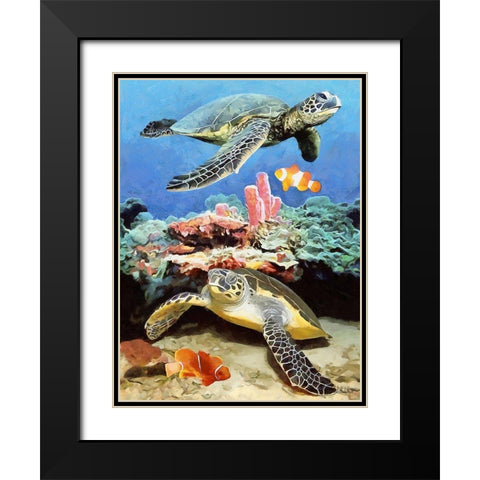 Fishes in Tropical Sea VI Black Modern Wood Framed Art Print with Double Matting by Medeiros, Celito