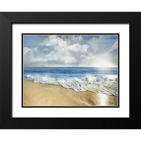 White Wave at the Beach I Black Modern Wood Framed Art Print with Double Matting by Medeiros, Celito