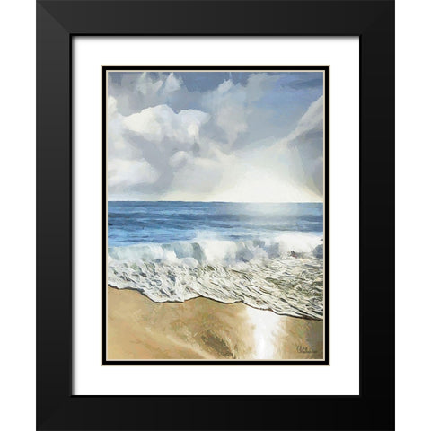 White Wave at the Beach II Black Modern Wood Framed Art Print with Double Matting by Medeiros, Celito
