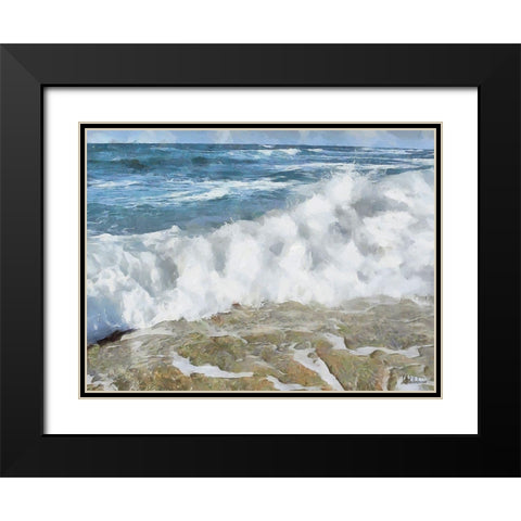 White Wave at the Beach III Black Modern Wood Framed Art Print with Double Matting by Medeiros, Celito