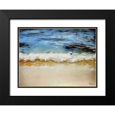 White Wave at the Beach IV Black Modern Wood Framed Art Print with Double Matting by Medeiros, Celito