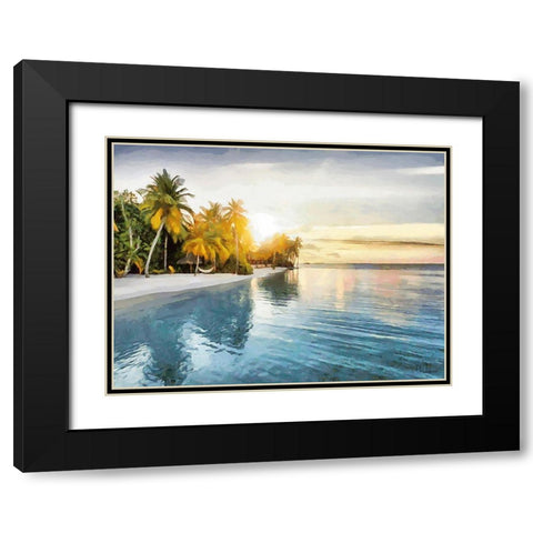 Sunset over Palm Trees I Black Modern Wood Framed Art Print with Double Matting by Medeiros, Celito