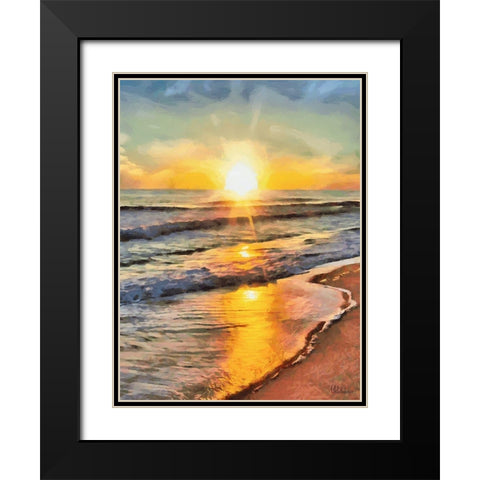 White Wave at the Beach V Black Modern Wood Framed Art Print with Double Matting by Medeiros, Celito
