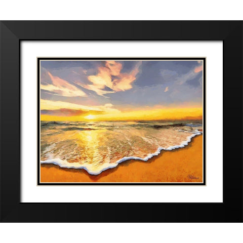 White Wave at the Beach VI Black Modern Wood Framed Art Print with Double Matting by Medeiros, Celito