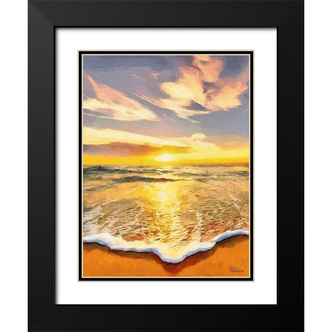 White Wave at the Beach VII Black Modern Wood Framed Art Print with Double Matting by Medeiros, Celito
