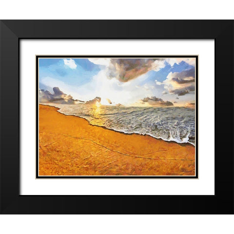White Wave at the Beach VIII Black Modern Wood Framed Art Print with Double Matting by Medeiros, Celito