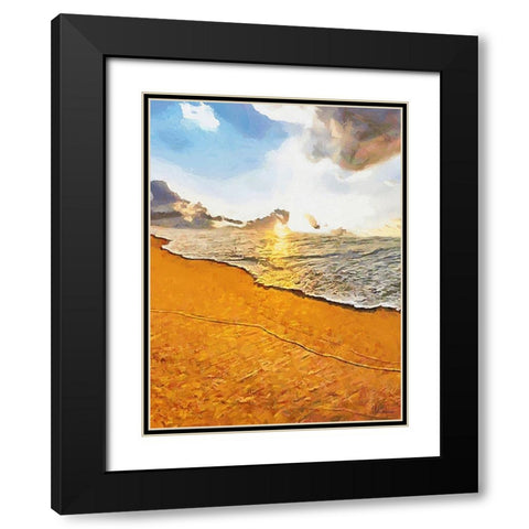 White Wave at the Beach IX Black Modern Wood Framed Art Print with Double Matting by Medeiros, Celito