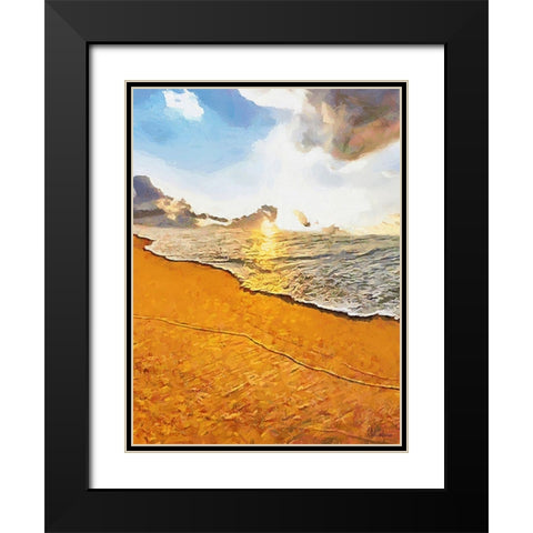 White Wave at the Beach IX Black Modern Wood Framed Art Print with Double Matting by Medeiros, Celito