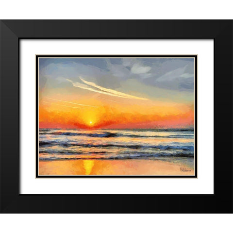 White Wave at the Beach X Black Modern Wood Framed Art Print with Double Matting by Medeiros, Celito