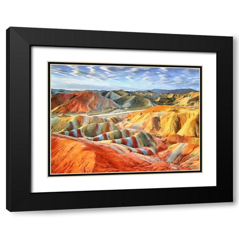 Painted Mountains I Black Modern Wood Framed Art Print with Double Matting by Medeiros, Celito
