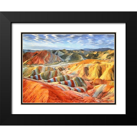 Painted Mountains I Black Modern Wood Framed Art Print with Double Matting by Medeiros, Celito