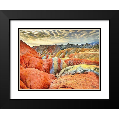 Painted Mountains II Black Modern Wood Framed Art Print with Double Matting by Medeiros, Celito