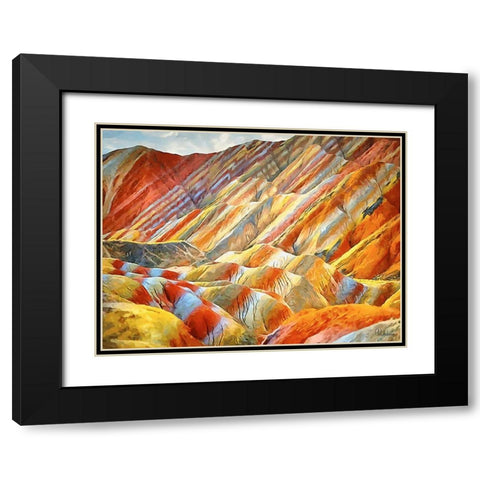 Painted Mountains V Black Modern Wood Framed Art Print with Double Matting by Medeiros, Celito
