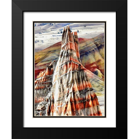 Painted Mountains XII Black Modern Wood Framed Art Print with Double Matting by Medeiros, Celito