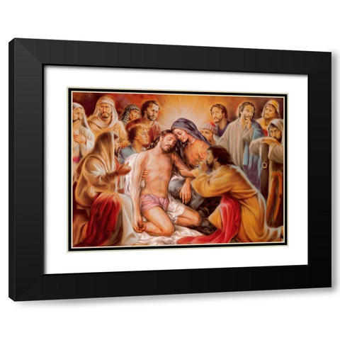 Pieta Black Modern Wood Framed Art Print with Double Matting by Medeiros, Celito