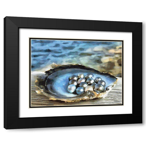 Pearls in Shell Black Modern Wood Framed Art Print with Double Matting by Medeiros, Celito