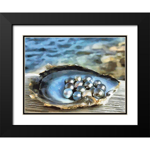 Pearls in Shell Black Modern Wood Framed Art Print with Double Matting by Medeiros, Celito