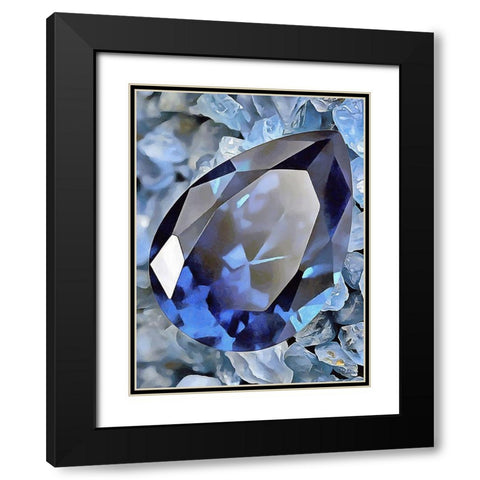 Blue Precious Stone Black Modern Wood Framed Art Print with Double Matting by Medeiros, Celito