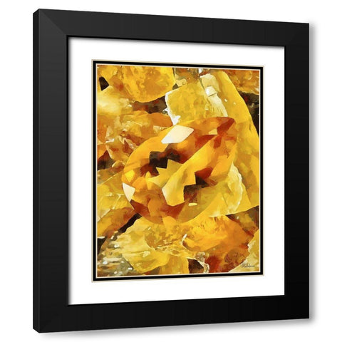 Yellow Precious Stone Black Modern Wood Framed Art Print with Double Matting by Medeiros, Celito