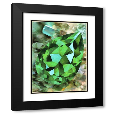 Green Precious Stone Black Modern Wood Framed Art Print with Double Matting by Medeiros, Celito