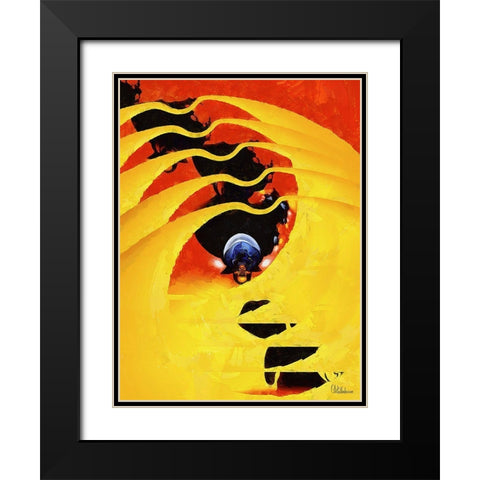 Kandinsky Inspiration X Black Modern Wood Framed Art Print with Double Matting by Medeiros, Celito