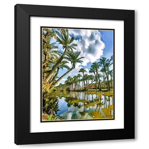 River with Palms Black Modern Wood Framed Art Print with Double Matting by Medeiros, Celito