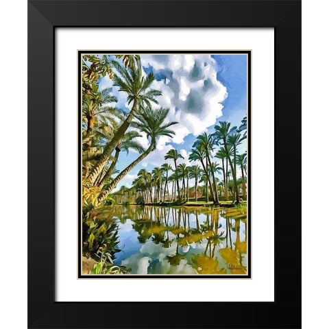 River with Palms Black Modern Wood Framed Art Print with Double Matting by Medeiros, Celito