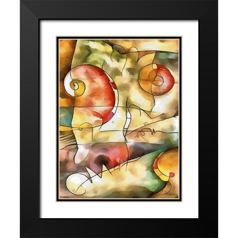 Kandinsky Inspiration XVII Black Modern Wood Framed Art Print with Double Matting by Medeiros, Celito