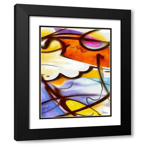 Kandinsky Inspiration XVIII Black Modern Wood Framed Art Print with Double Matting by Medeiros, Celito